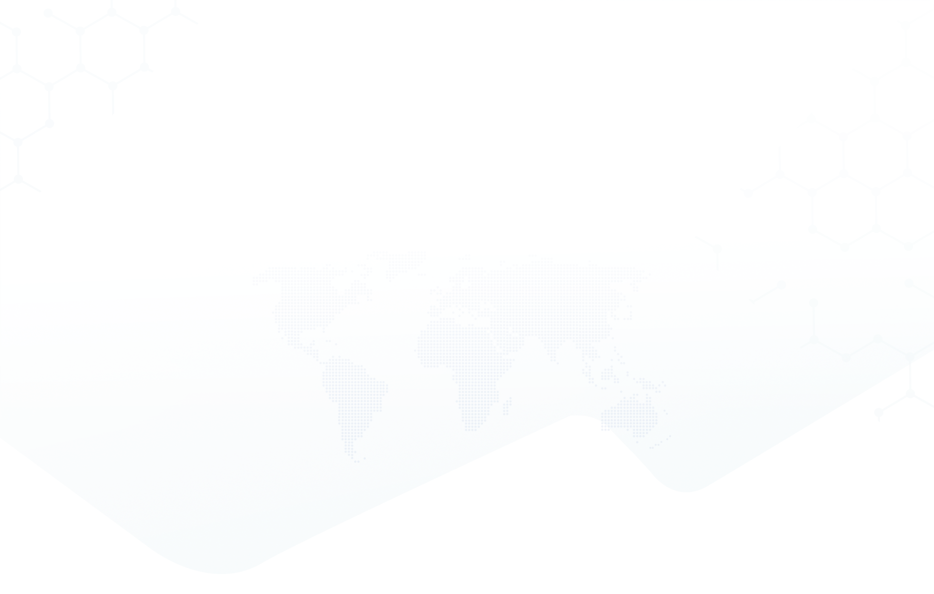 Abstract faint world map graphic with a blue geometric shape overlay, white and pale blue tones, minimalist mood